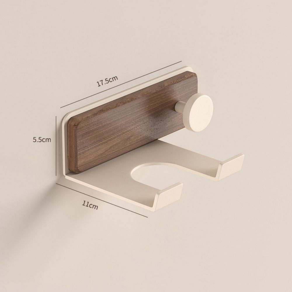 Wall Mount Wood Hairdryer Holder Self Adhesive Hair Dryer Organizer Hair Blow Dryer Stand  Home