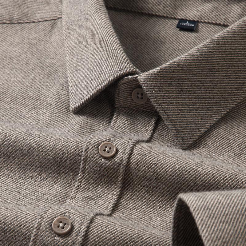 Men's Shirt, Wool Warm Shirt, Long Sleeve,  Middle-aged Commuter Shirt, Spring And Autumn, Business Casual