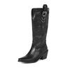 Pointed Toe Western Cowgirl Chelsea Ankle Boots Shoes Women Cossacks Cowboy Boats Wedges Femal Botas Mujer Size35-46 Black Brown
