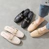 Baotou Half Slippers Women's Summer Wear Thick Heels Muller Shoes One Pedal Lazy Shoes Women's Slippers 708-2 British Style