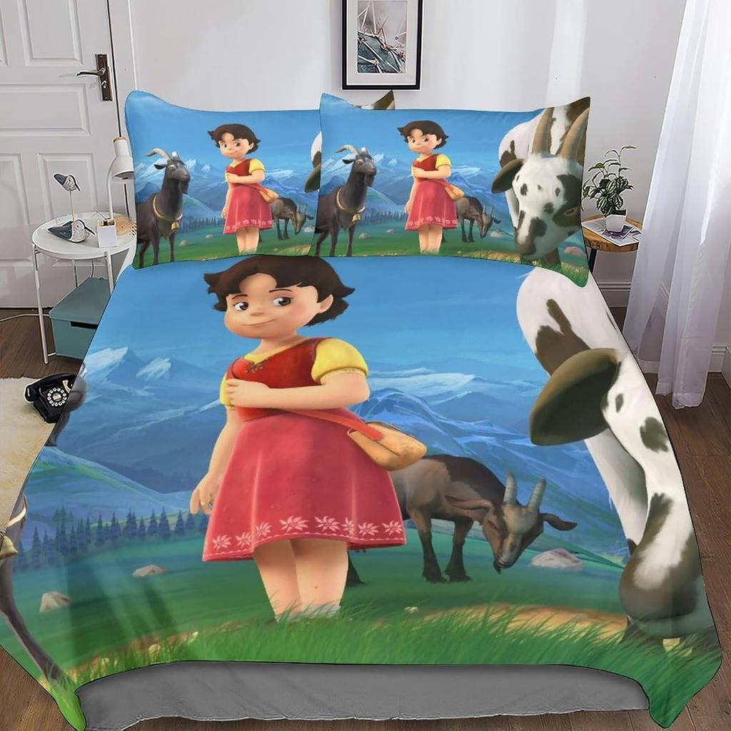 Juego de Ropa de Cama HeidiHeidi La Niña de los Alpes Ropa de CamaJuego de Funda Nórdica Heidi y FamiliaDecoración de Dormitorio