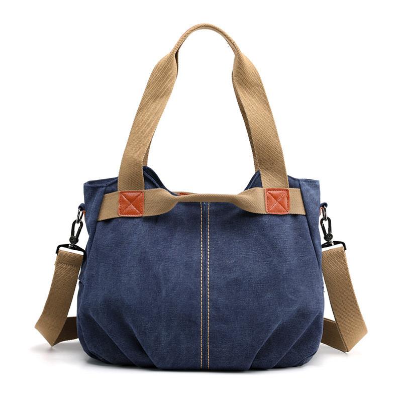 Vintage Canvas Shoulder Bag For Women With Large Capacity And Simple Style For Daily Use
