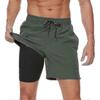 Heren Zwembroek Met Compressie Binnenbroek 2-in-1 Sneldrogende Heren Zwembroek Met Boxer Brief Binnenvoering Surfen Elastische Strandbroek Met Ritszakken_gg