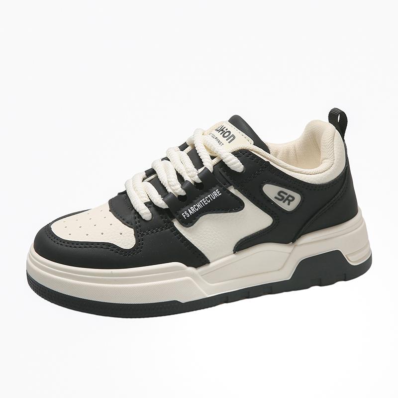 Women's Casual Sports Shoes 2025 New Spring Summer Style Thick Sole Board Shoes Breathable Artificial Leather Flat Shoes
