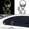 G181 Car Stickers 9.2X15.4CM Vinyl Decal UFO Cartoon Alien Peace Sign Interesting Car Decorative Black / Silver/Laser