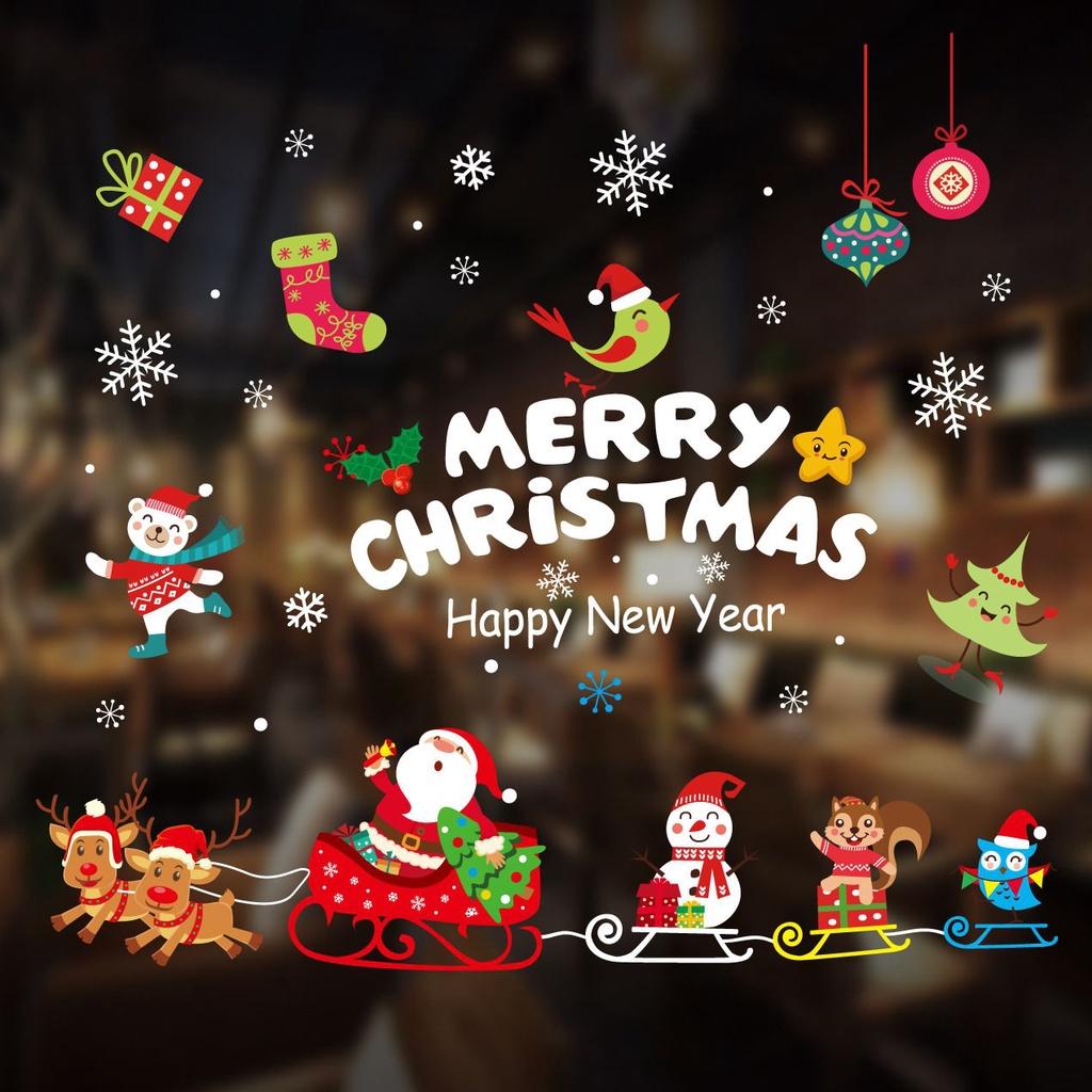 2020 Vrolijk Kerstfeest Raam Muursticker Stickers Met Kleurrijke Kerstman Ontwerpen