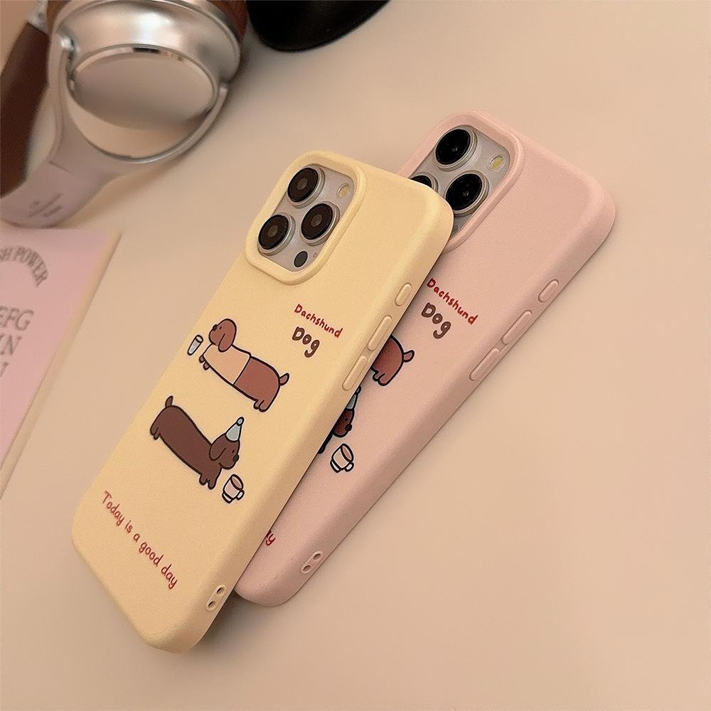 Pink Cartoon Dachshund for IPhone17promax for Apple Phone Case 14 for 16 Silicone 13 Japanese and Korean 12 Soft Cover