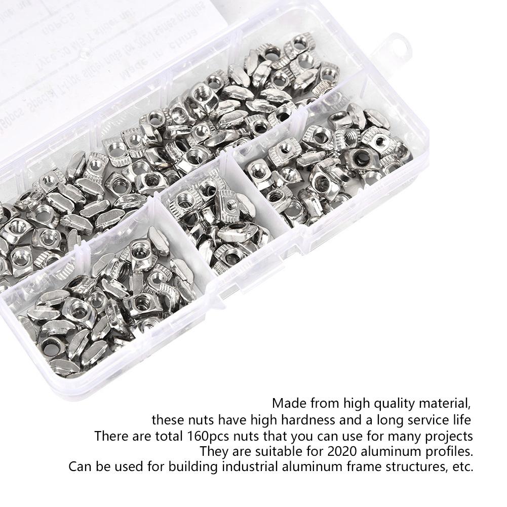 160pcs T Slot Sliding Nut Fastener Hardware M3 M4 M5 for 2020 Aluminum Profiles