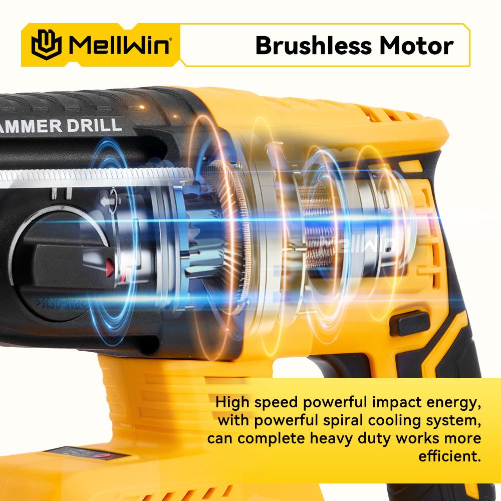 1680W 26MM Brushless Electric Hammer Drill Cordless Household Rotary Impact Hammer Power Tool For Makita 18V Battery