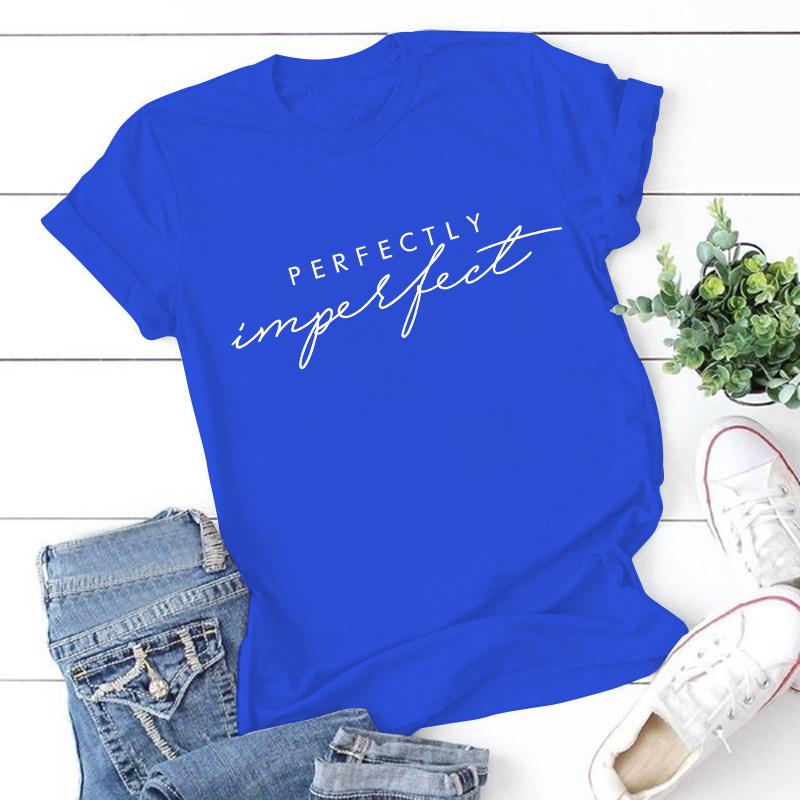 Men Women's Fashion Casual Perfectly Imperfect Letter Printed Funny Short Sleeves T Shirt Tops