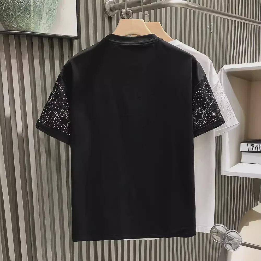 European Luxury Men's Star Diamond Short-Sleeve T-Shirt