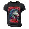 Zombie Unicorn Graphic T-Shirt for Men, Short Sleeve Crew Neck Soft Cotton Tee with Colorful Horror Fantasy Print, Casual Daily Wear
