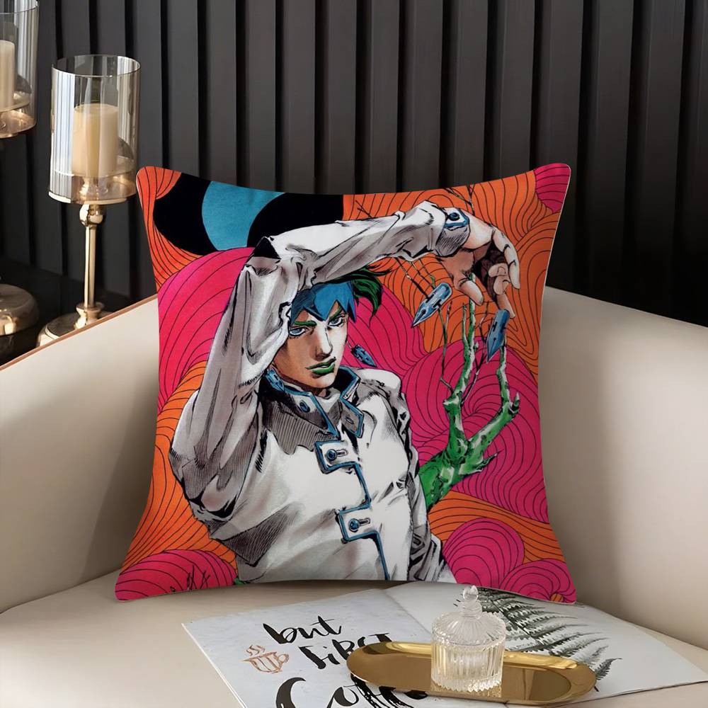 J-Jojo B-Bizarre Adventure Pillow Case Home Dorm Chair Back Short Plush Double-Sided Printing Office Nap Time Cushion Cover