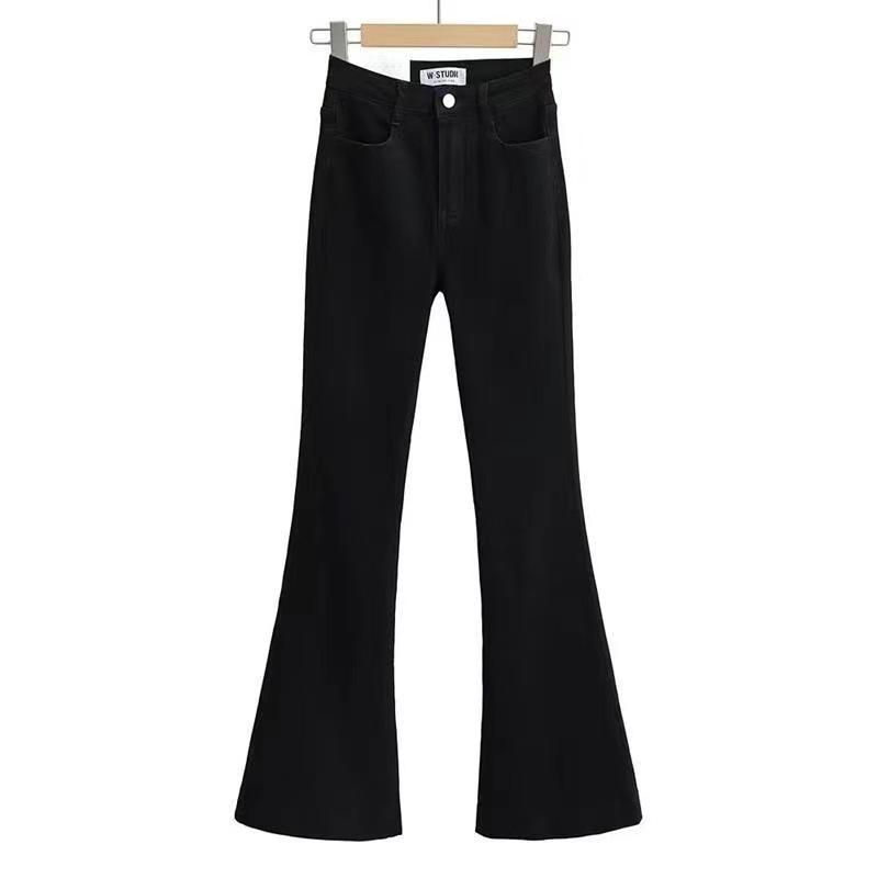 Korean Spicy Girl High Waist Flared Jeans: 2026 Spring/Autumn Elastic Slimming Skinny Trousers