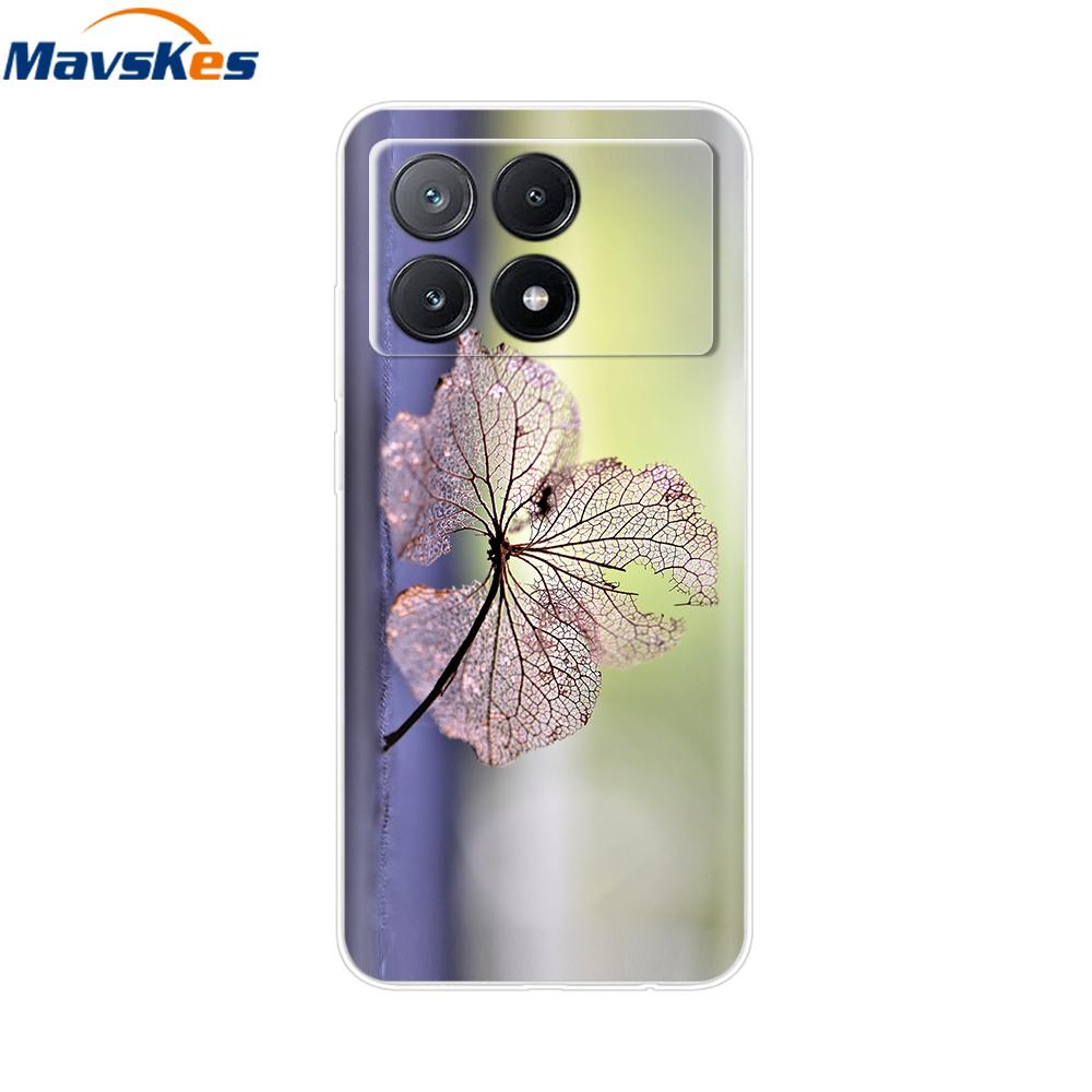 Para Capa Xiaomi Poco X6 Pro TPU Macio Pintado Capas de Telefone Para Xiomi Poco X6 PocoX6 Pro 5G Capa de Silicone Flor Fundas Protetora
