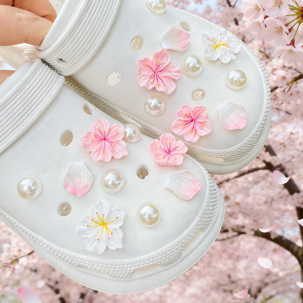 18 STKS Mode Schoenschoonmakers Set Zomer Kersentak Parel Schoendecoraties Gesp voor Klompen Sandalen Doe-het-zelf Accessoires