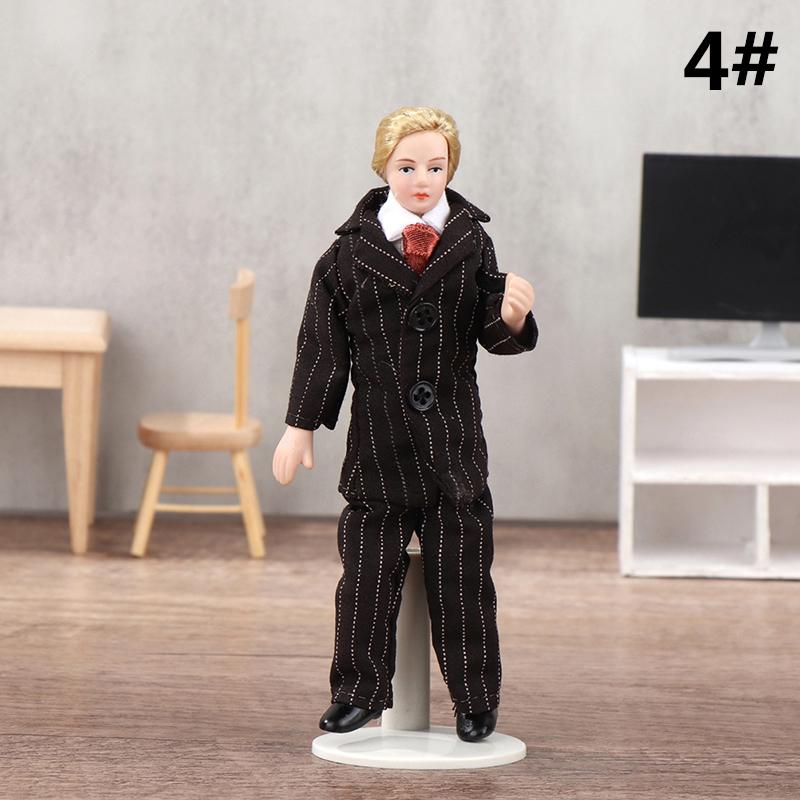 Dollhouse 1/12 Miniature Porcelain Doll People Model Beautiful Youth Boy Girl Decor Doll House Toy For Kids Adults Children's Birthday Gift Holiday