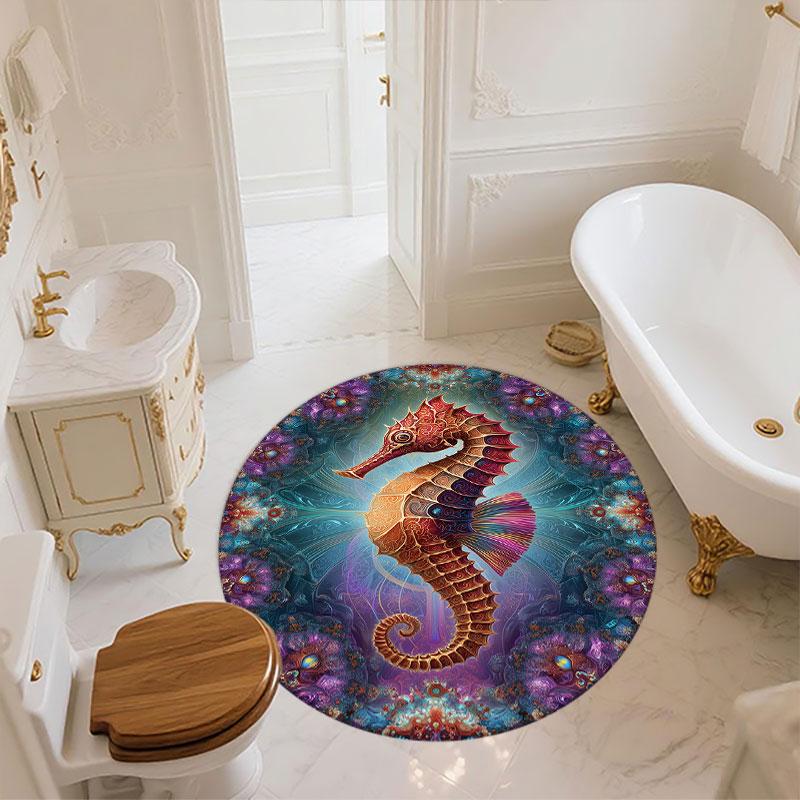 Ocean World pattern round rug,Carpet Rug for Living Room Bedroom Playroom ,Non-slip Floor Mat,Holiday Gifts and Birthday Gifts.