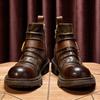 Handmade Punk Motorcycle Boots Men'S Leather Chelsea Boots British Martin Boots Cowhide Tooling Boots