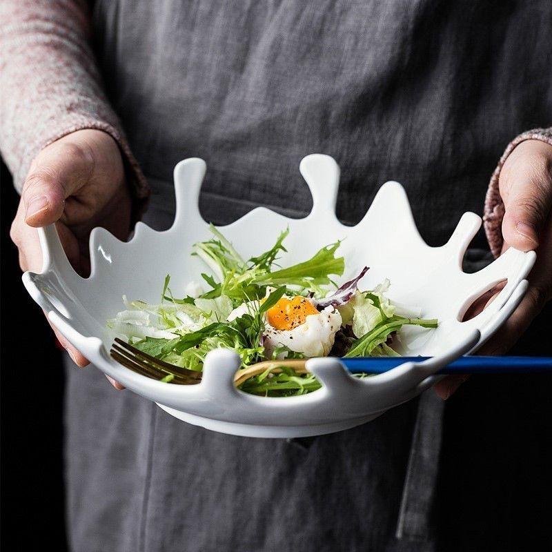 Creative White Irregular Ceramic Plates – Coral Shape Salad, Dessert & Dinner Porcelain Dish Set for Home Kitchen