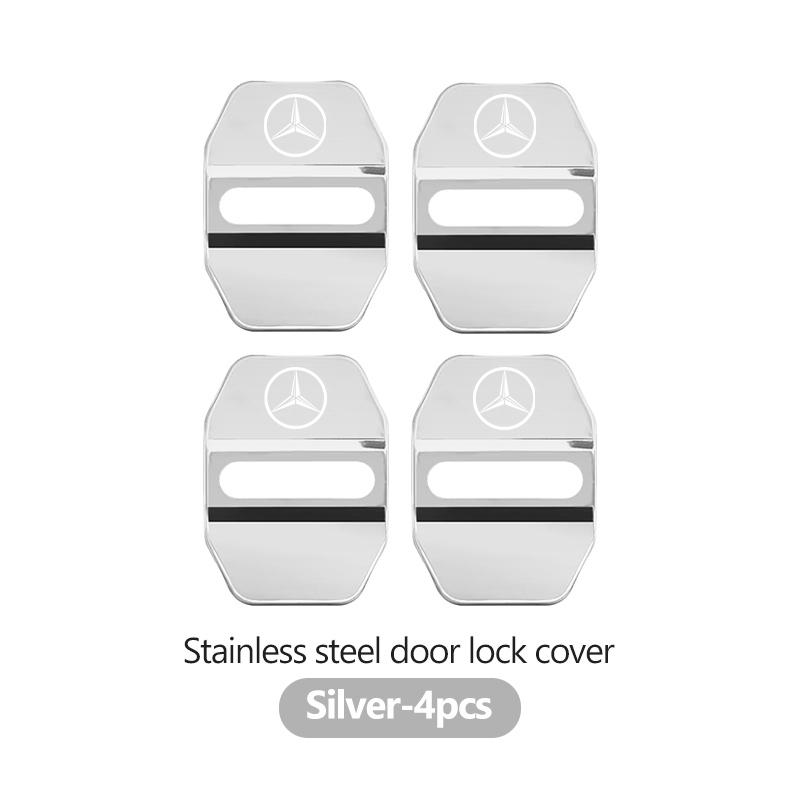 For Benz 4PCS Car Styling Door Lock Cover Stainless Steel Protection Accessories AMG Exclusive W204 W222 W205 W203 W213 W124