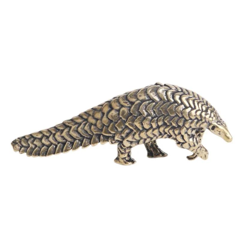 Vintage Small Pangolin Copper Statue Animal Home Micro Decoration Desktop Craft Statue Gift Accessory Creative Gift Ornament