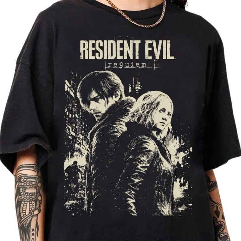 Retro Resident Evil Requiem T-shirt, Resident Evil Game T-shirt, Summer New Cotton Retro Unisex Casual Fashion T-shirt
