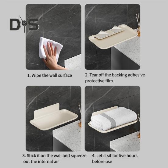 Storage Rack Wall Mounted Bathroom Organizer Tray Strong Load-bearing Foldable Design Storage Tray Towel Holder