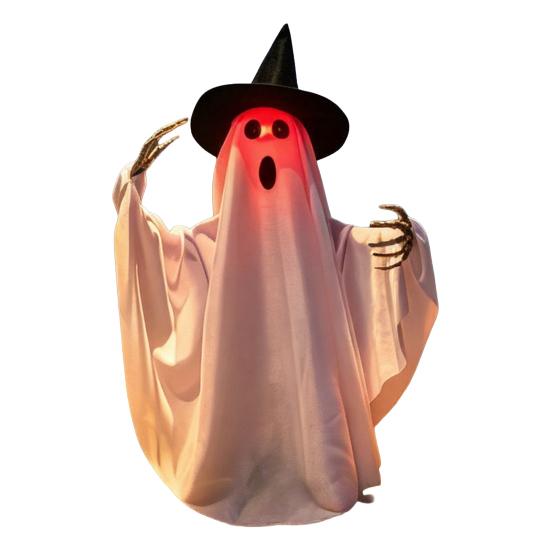 Scary Animated Halloween Ghost Decoration, Lighted Voice Control Skeleton Ghost for Haunted House, Halloween Party, Spooky Outdoor Decor