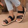 Fashion Ladies Shoes 2025 New Fashion Open Toe Women's Sandals Summer Elastic Band Casual New Plus Size Concise Best Seller Flat Sandals