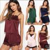 European & American Fashion Lace Trim Pajama Lingerie Set - Sexy Two-Piece.