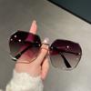 Irregular Hexagons Rimless Sunglasses Women Metal Vintage Gradient Stylish Design Oversized Square Sun Glasses UV400