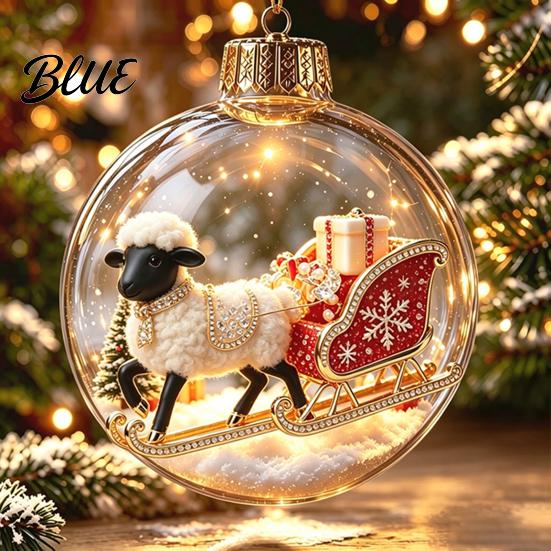 Reusable Plastic Baubles Glowing Christmas Story Ornament Light‑Up Mini Holiday Scene Hanging Ball with Warm Gift Embellishments LED Light,