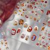 Cute Chinese Year Horse Year Lion Dance Bow Nail Art Print Stickers Lucky Pony Manicure Decals Festive Embossed Nail Decor