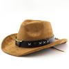 Suede Autumn and Winter Woolen Denim Jazz Felt Hat Bull Head Label Curled Top Hat Tibetan Sunshade Sun Protection Hat