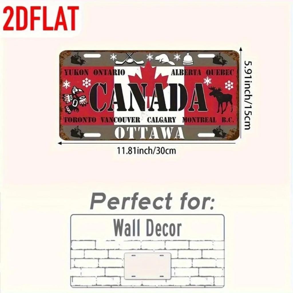 Vintage Canadian Deer Aluminum Metal Plate Tin Sign 5.91x11.81 Inch Wall Decor Home Bar Garage Man Cave