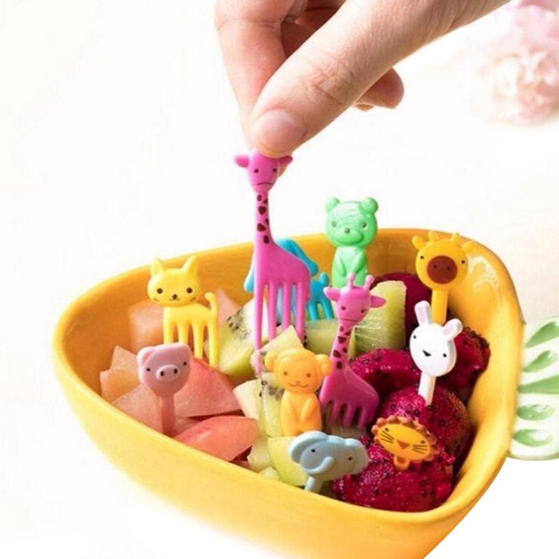 10Pcs Nette Mini Tier Bauernhof Cartoon Essen Picks Kinder Snack Kuchen Dessert Lebensmittel Obst Gabeln Mittagessen Bento Zubehör Party decor