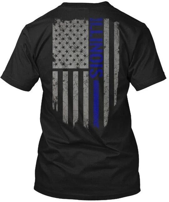 Illinois Thin Blue Line T shirt Made in the USA Size S to 5XL