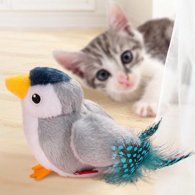 Interactive Chirping Birds Cat Toy Simulation Flapping Wings Plush Birds Touch Activate Electric Flying Birds Toy for Cats And Dogs