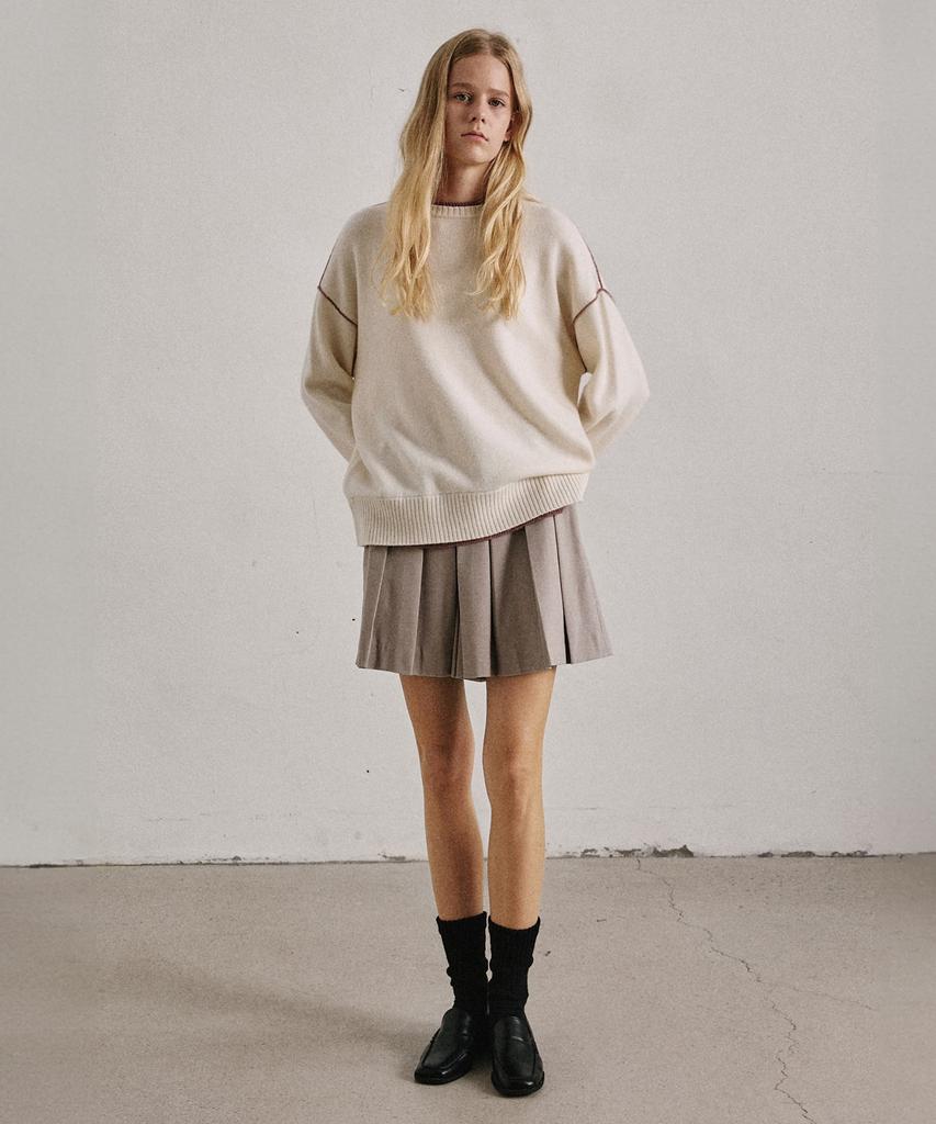ARTID Line Color Block Oversized Pullover Knit_Ivory