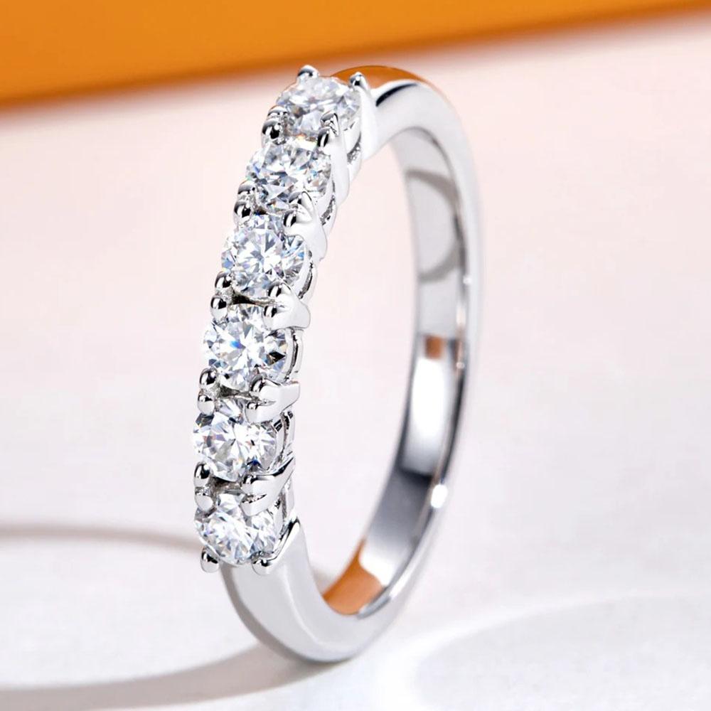 5pcs Moissanite Rings For Women 925 Silver Personalized Ring Wedding Plated 18k White Yellow Golden Woman Designe Jewelry Gifts
