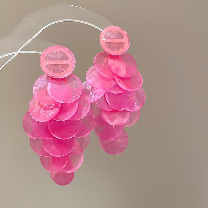 Silver Needle Round Shell Fringed Earrings Seaside Vacation Style Temperament Earrings Fashion High Sense Versatile Earrings Wholesale