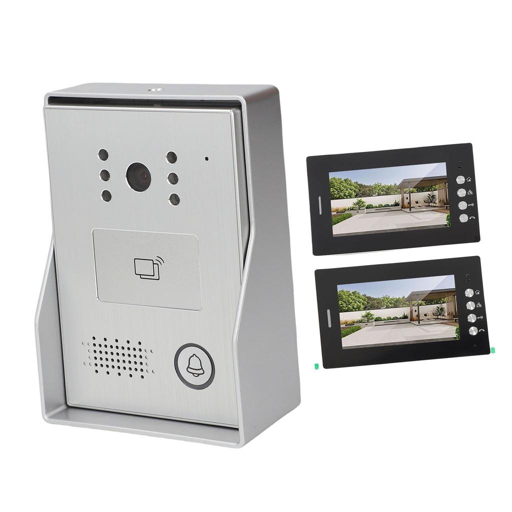 Smarte Türklingel 7 Zoll High-Definition-Bildschirm 2 Einheiten Kartenzugangskontrolle Video-Sprechanlage Türklingel für Villa GB-Stecker