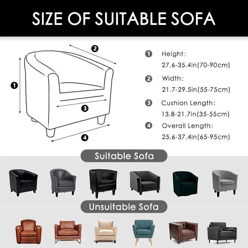 Spandex Floral Club Tub Chair Covers Stretch Single Sofa Slipcover Non-Slip Armchair Protector for Home Living Room Bar Hotel