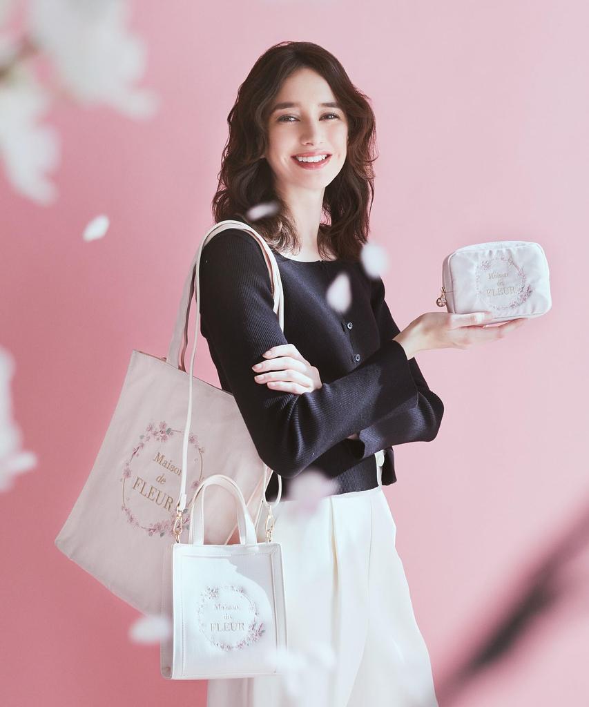 Maison De Fleur Sakura Square 2-Way Tote Bag, Women's, Pink