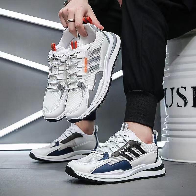 Low Top Sneakers Men's Autumn and Winter New Korean Style Breathable Lace-up Running Shoes National Trend Student Mesh Shoes Men