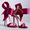 Large Butterfly Knot Stiletto Heel Sandals One Word Belt Open Toe Women Stage Shoes Ankle Strap Summer Wedding Heels Sandals