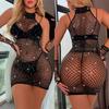 Sexy Bodycon Dress Rhinestones Christmas Party Time Dress Perspective Club Wear Babydolls Mini Dress Exotic Erotic Bodysuits