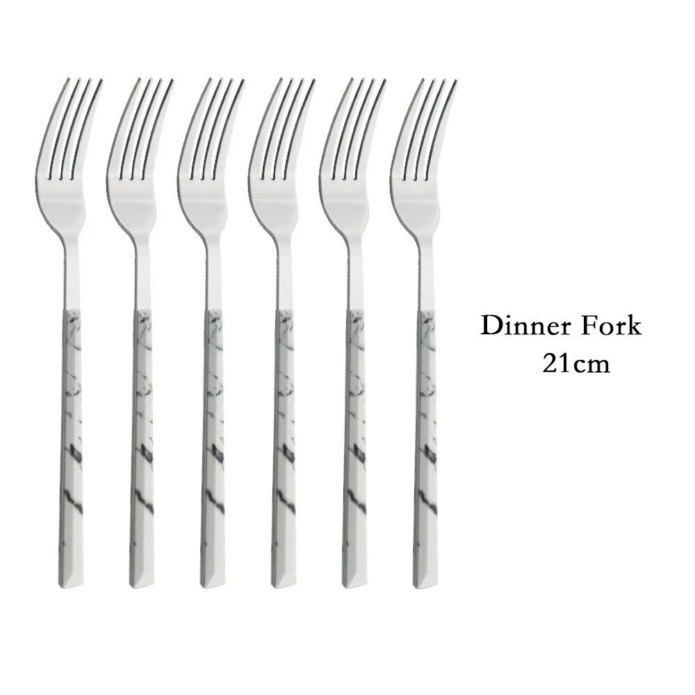 6/30Pcs White Silver Dinnerware Set Knife Fork Coffee Tea Spoon Cutlery Set Stainless Steel Silverware Kitchen Tableware Set