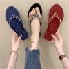 Fashion 2024 Summer Women New Fashion Glass Colored Rhinestone Flip Flops Rhinestone Outdoor Flat Beach Slippers Women Shoes Sandalis